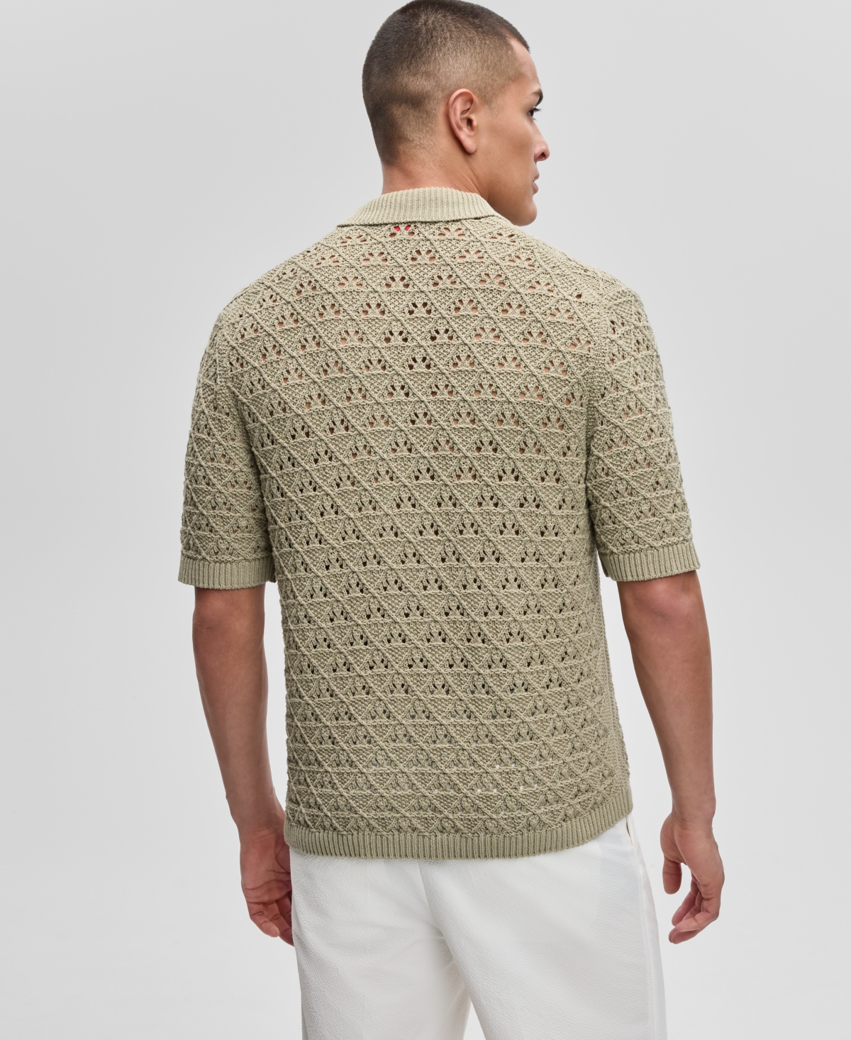 Hugo Boss Men's Sommp Short Sleeve Knitted Textured Button-front Shirt In Green