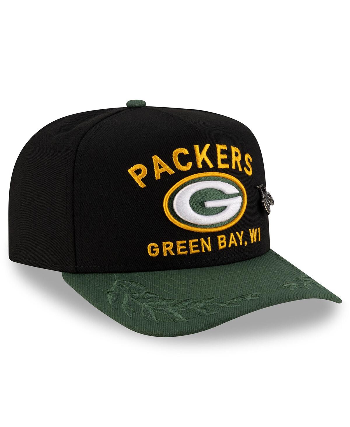New Era Men's Black/green Green Bay Packers 2025 Nfl Draft On Stage A-frame 59fifty Fitted Hat In Black,green