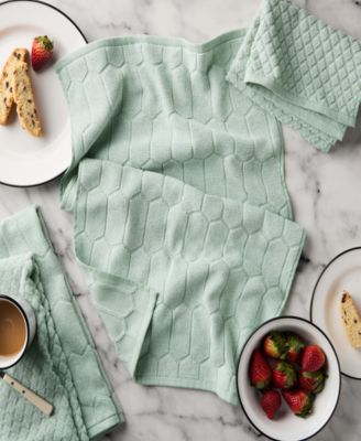 Honeycomb Chambray Textured Cotton Kitchen Towel Set, 16" x 28"