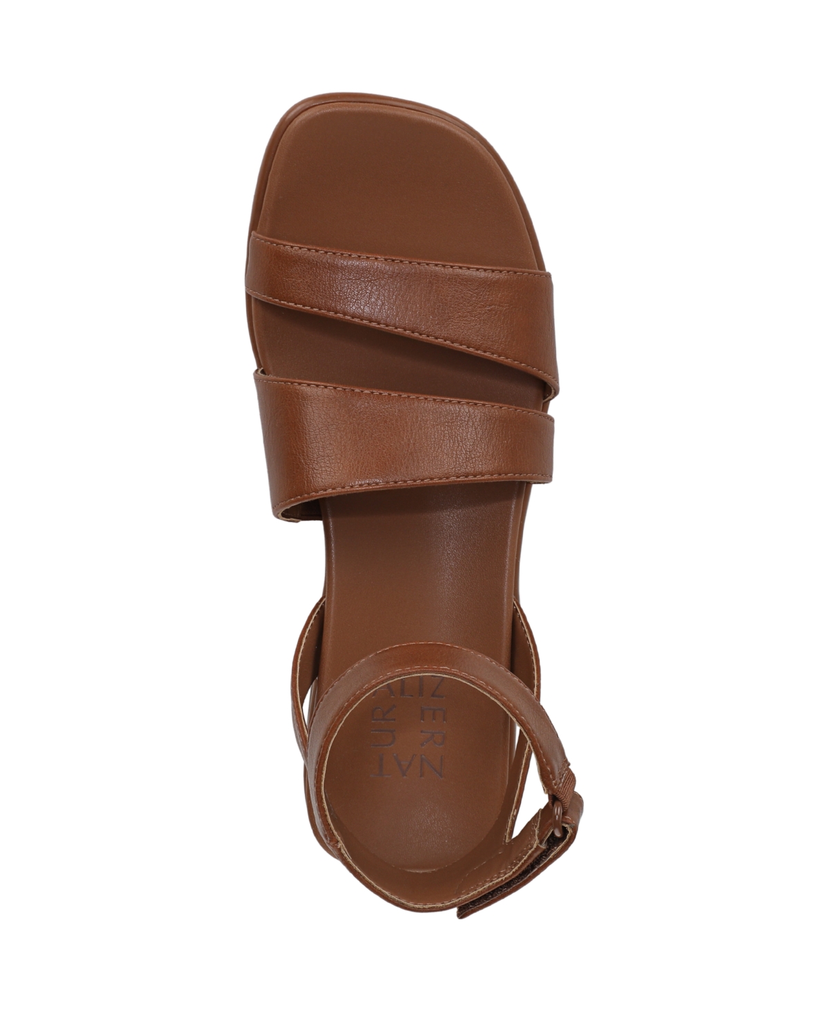 Naturalizer Women's Effie Square Toe Block Heel Flat Sandals In English Tea Brown Faux Leather