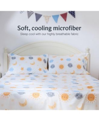 4 PC Full Sheet Set Soft Microfiber, Wrinkle-Free, Machine Washable, Toddler Bedding for Girls, Boys, Teens