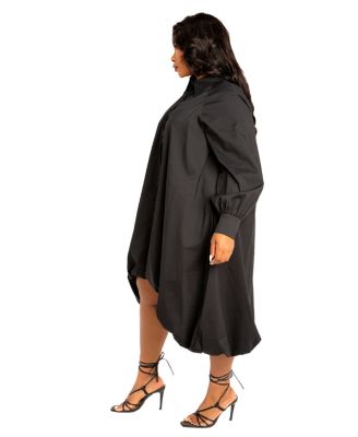 Plus Size Bubbled Hem High Low Shirt Dress