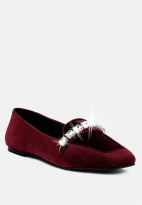 LAMINGTON Womens Diamante Embellished Velvet Loafers