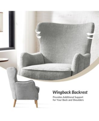 Caden 28.5" Modern Boucle Wingback Armchair With Solid Wood Legs