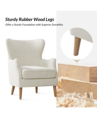 Caden 28.5" Modern Boucle Wingback Armchair With Solid Wood Legs