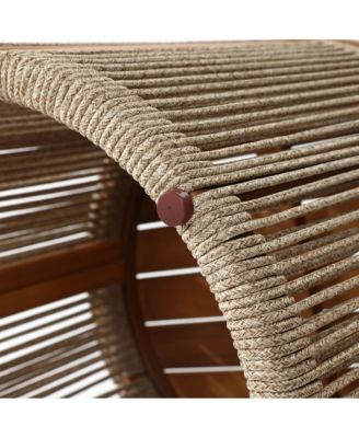 Outdoor Acacia Wood Rope Sides Round Drum Side and End Tables