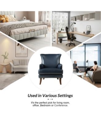 Aviles 29.2" W Leather Wingback Armchair