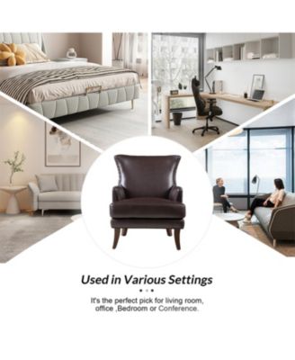 Aviles 29.2" W Leather Wingback Armchair