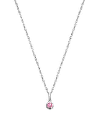 Girls Sterling Silver tB Birthstone Necklace