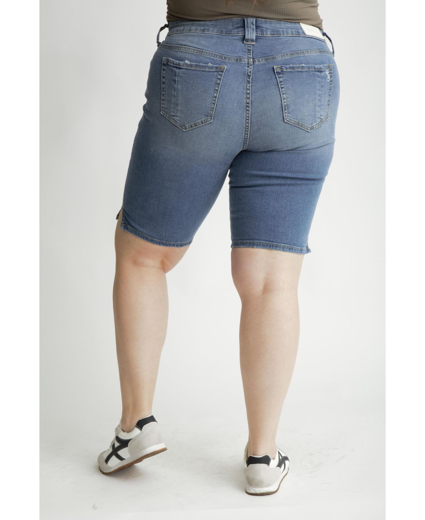 Женские шорты SLINK Jeans Plus Size Denim Bermuda shorts with side vents in 11.5" inseam - Amara — фото 2