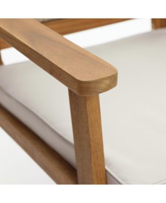 Outdoor Acacia Wood Rope Back Armchairs with Cushions, Set of 2