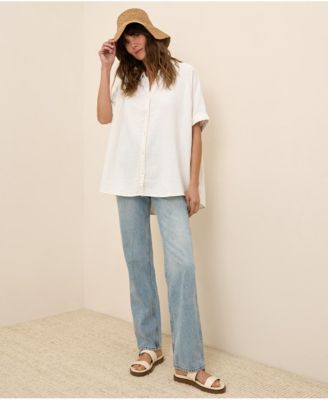 Women's Organic Cotton Coastal Double Gauze Oversized Shirt -