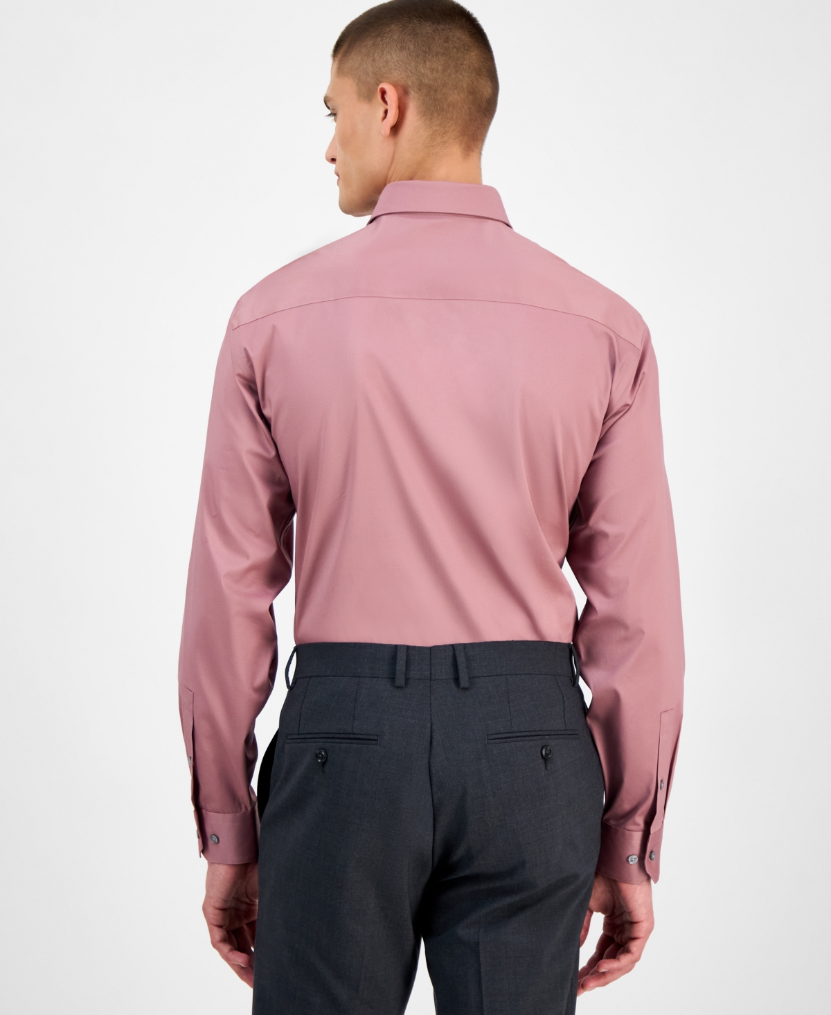 Alfani Men's Regular-fit Temperature Regulating Solid Dress Shirt, Created For Macy's In Pink