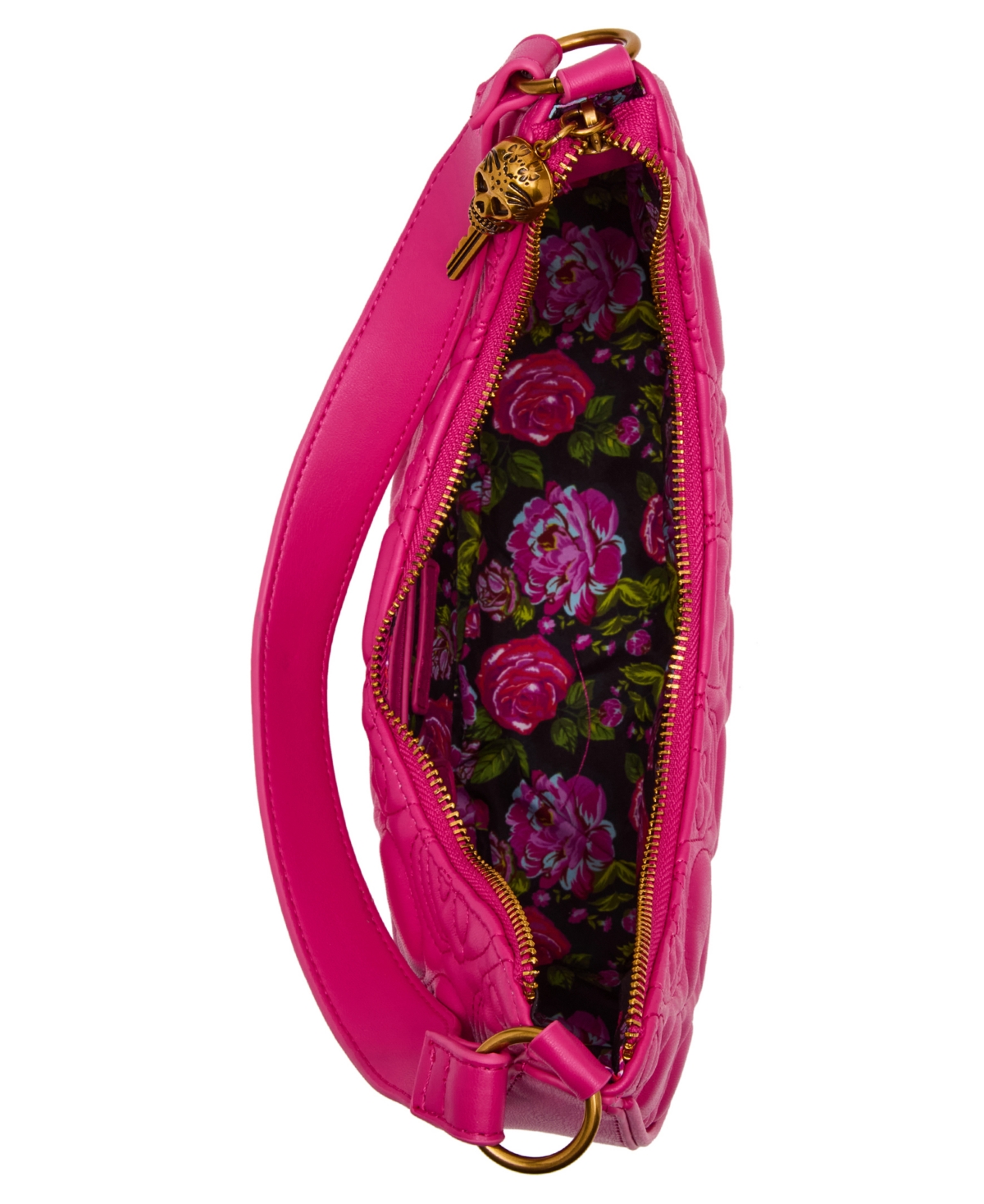 Betsey Johnson Skele-tease Zipper Shoulder Bag In Pink