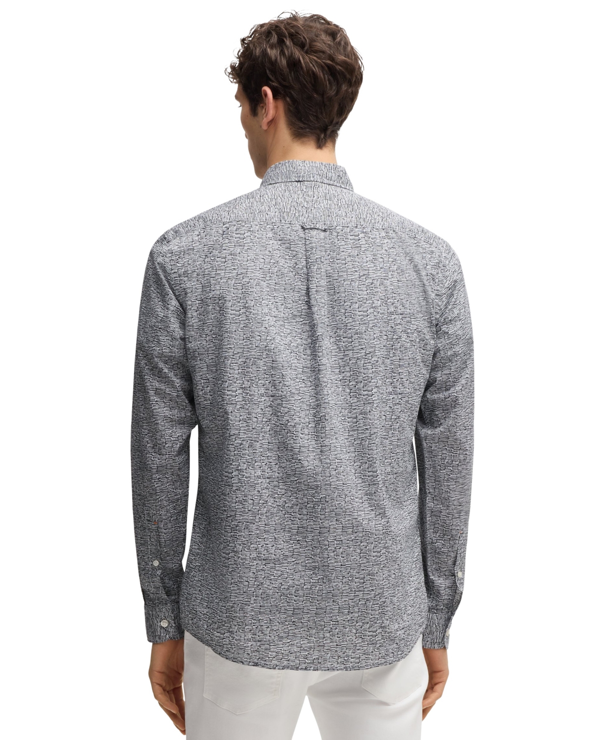 Hugo Boss Boss By  Men's Printed Cotton Poplin Regular-fit Shirt In Gray