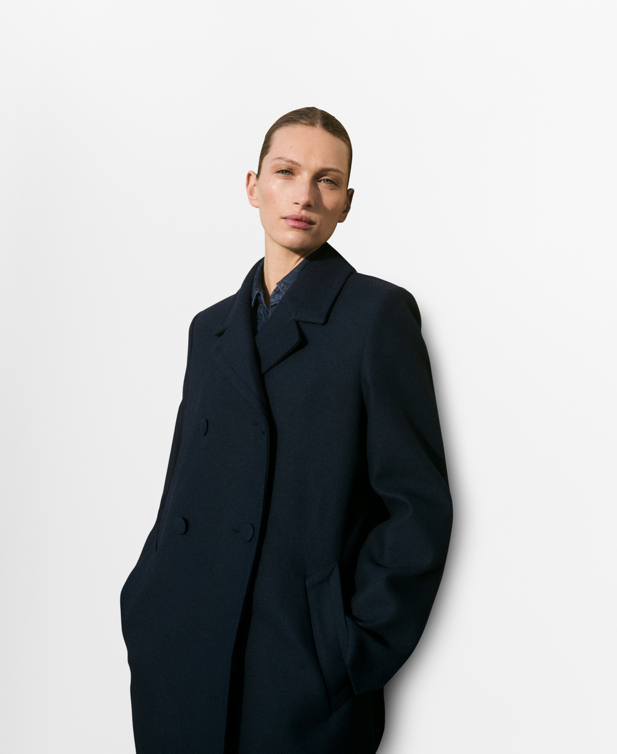 Mango Women's Double-breasted Lapels Coat In Dark Navy