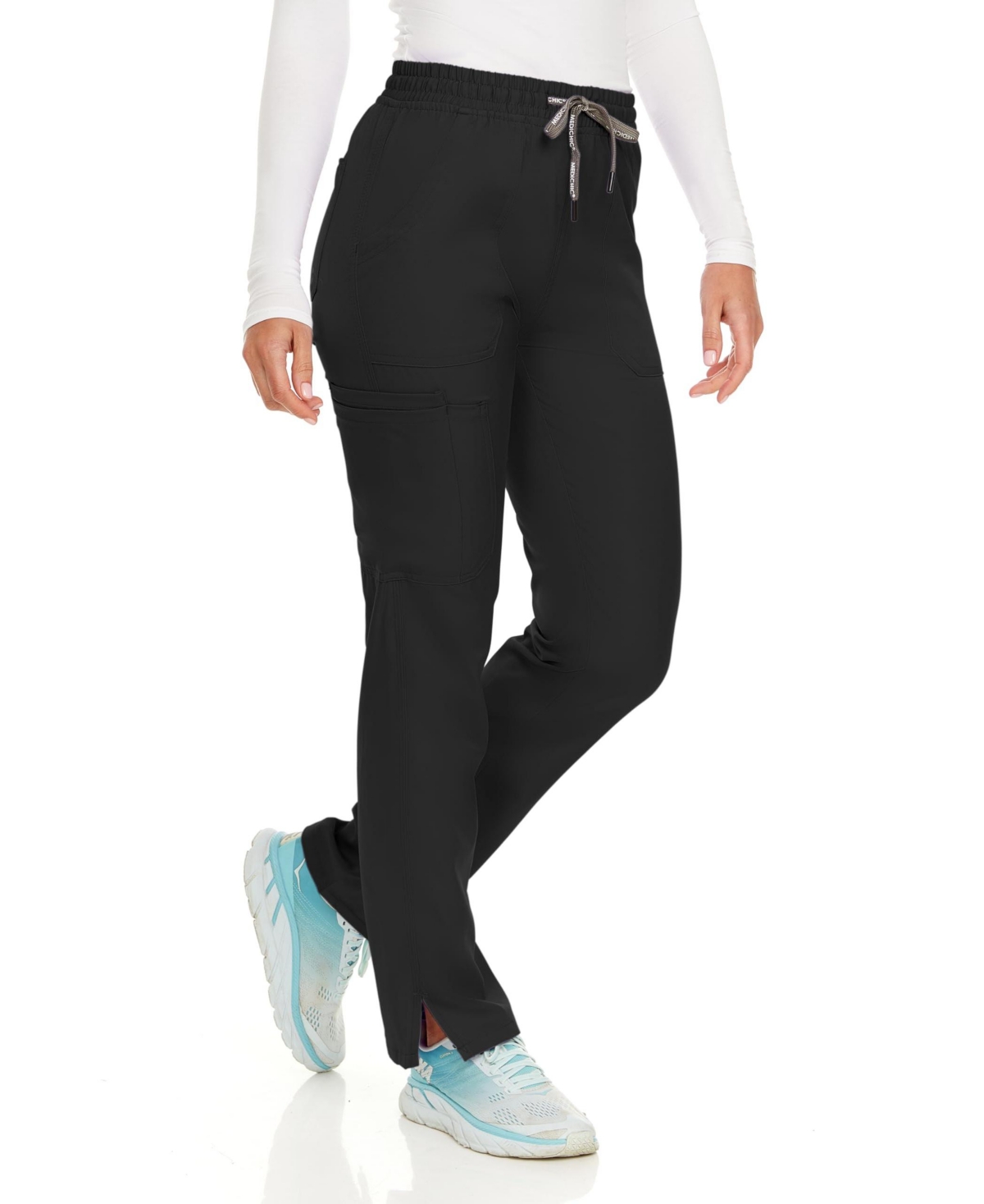 Plus Size Terri Stretch Straight Leg Six Pocket Cargo Scrub Pants, Black, 2X Large - Black