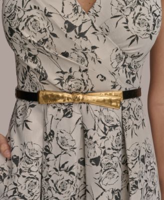【Donna Karan New York】Belted V-Neck Jacquard Ball Gown Donna Karan New York Women's Belted V-Neck Jacquard Ball