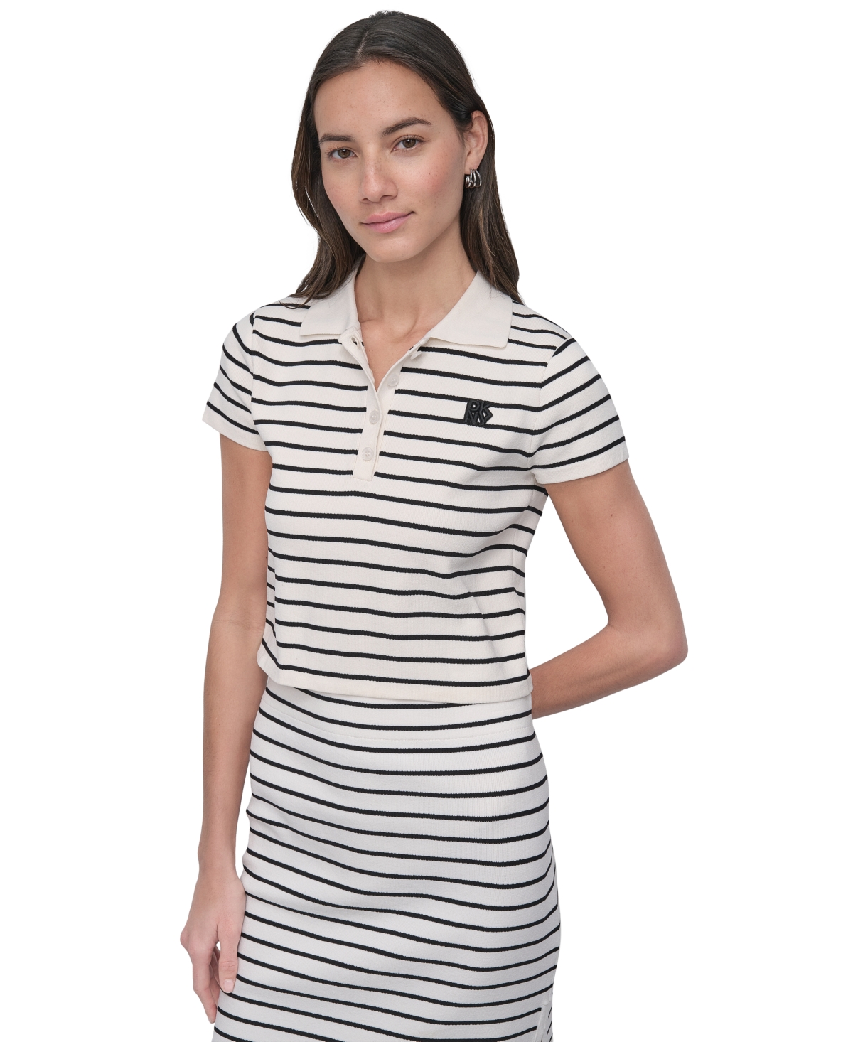 DKNY JEANS WOMEN'S STRIPED SHORT-SLEEVE POLO SHIRT 