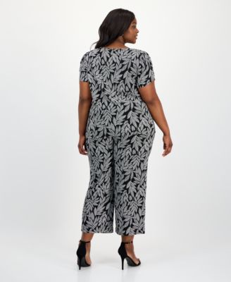 Ak Anne Klein Plus Size Printed Tulip Sleeve Top Wide Leg Pants