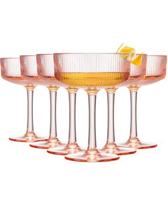Khen Art Deco Shatterproof Coupe Glasses, Set of 6