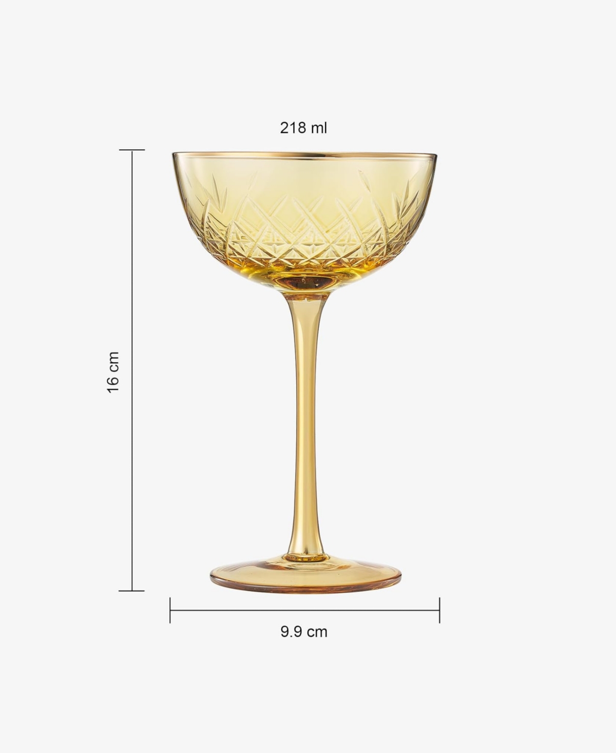 The Wine Savant Vintage Art Deco Coupe Glasses, Set Of 2 In Yellow
