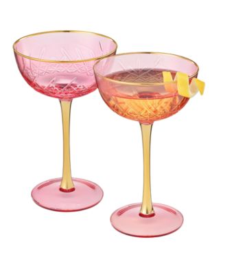 Vintage Art Deco Coupe Glasses, Set of 2
