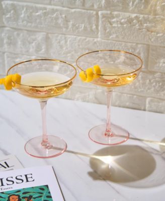 Gilded Rim Coupe Glasses, Set of 2