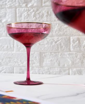 Gilded Rim Coupe Glasses, Set of 2