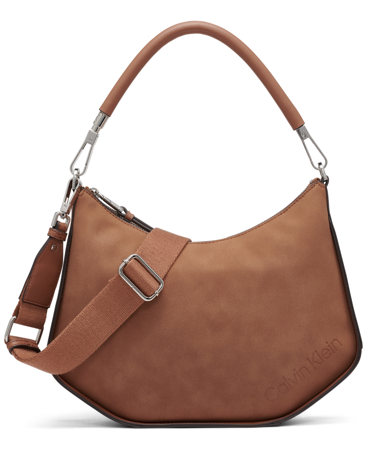 Winny Faux Suede Convertible Shoulder Bag - Caramel