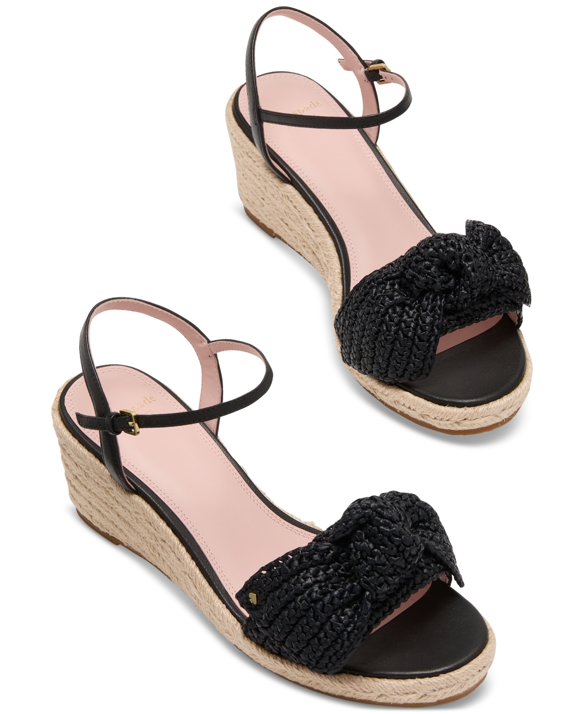 KATE SPADE WOMEN'S LEANDRA RAFFIA ESPADRILLE WEDGE SANDALS 