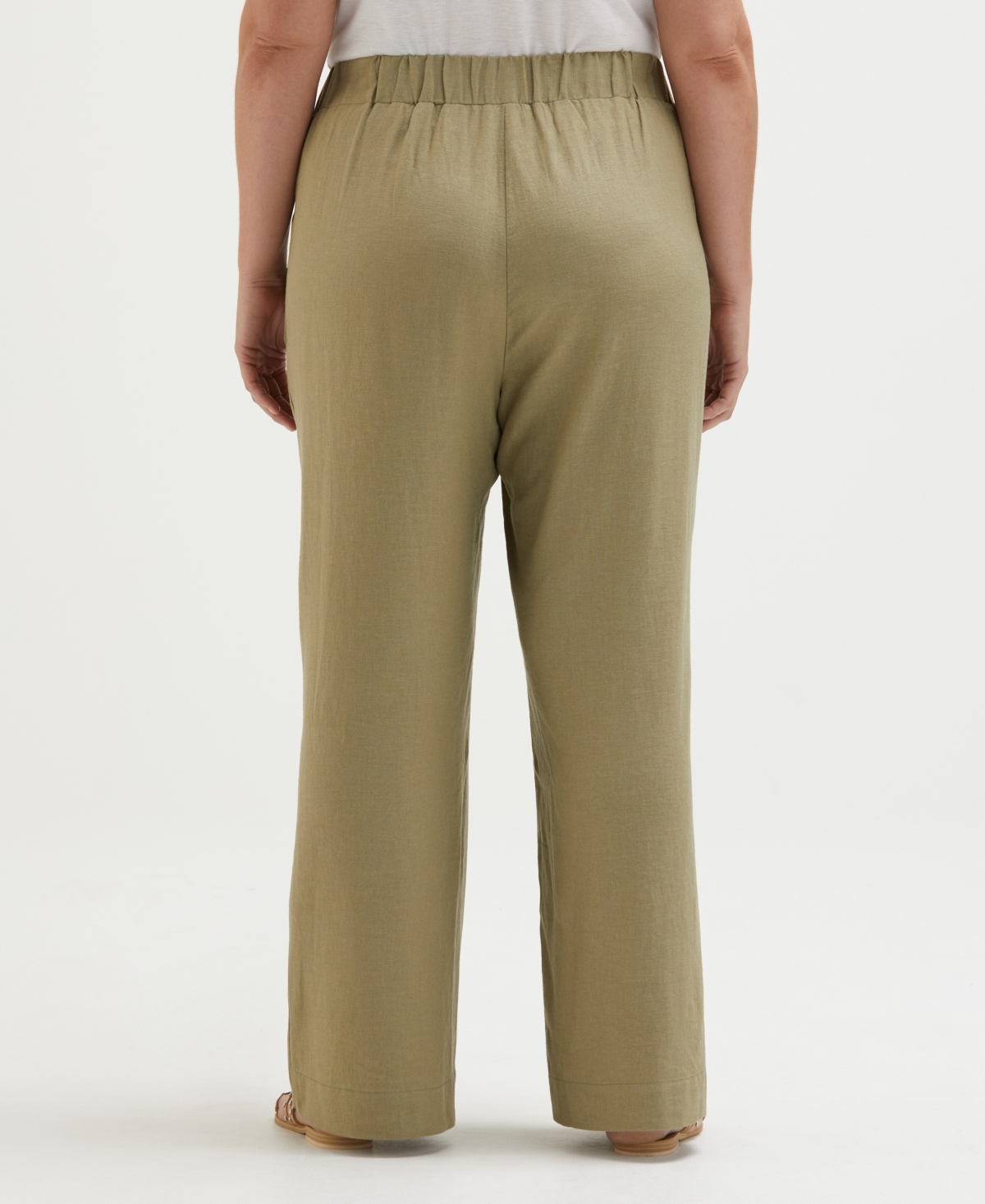 ELLA RAFAELLA PLUS SIZE LINEN BLEND PLEATED WIDE LEG PANTS 