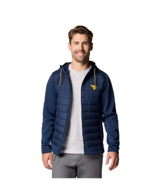 Men's Navy West Virginia Mountaineers Out-Shield Hybrid Full-Zip Hoodie Jacket