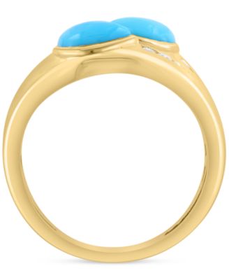 EFFY&reg; Turquoise (5x7mm) & Diamond (1/4 ct. t.w.) Statement Ring in 14k Yellow Gold