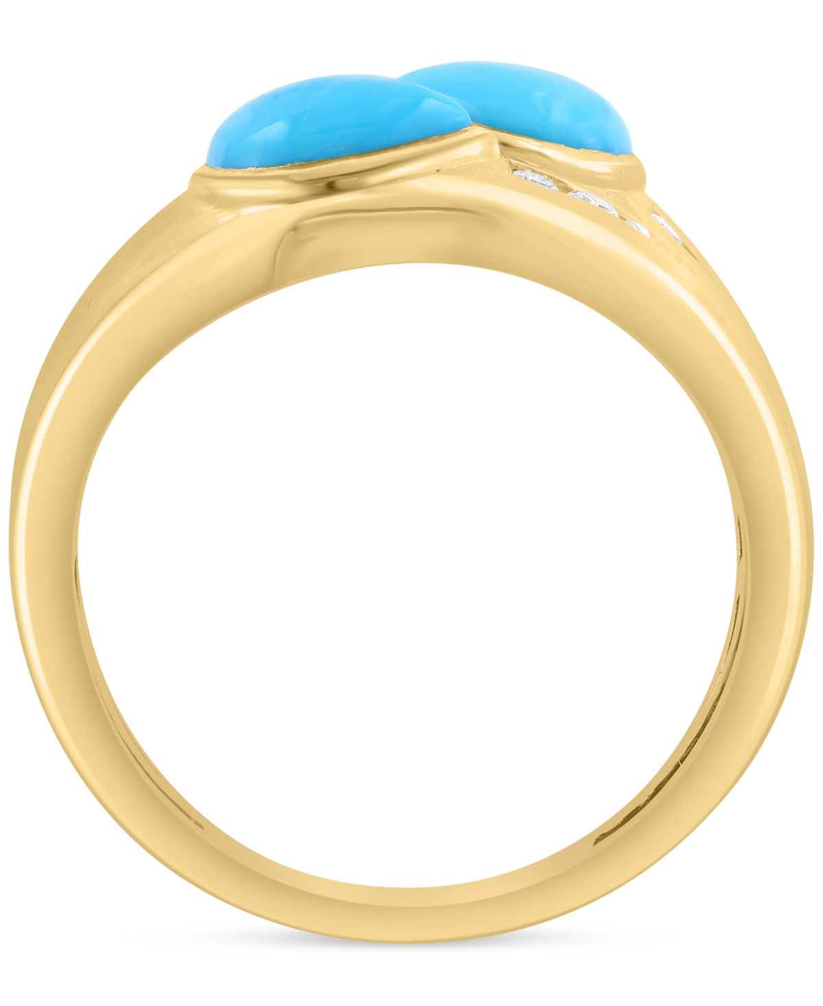 Effy Collection Effy Turquoise (5x7mm) & Diamond (1/4 Ct. T.w.) Statement Ring In 14k Yellow Gold