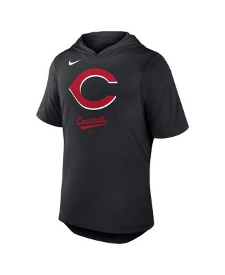 Men's Black Cincinnati Reds Tri-Blend Performance Hoodie T-Shirt