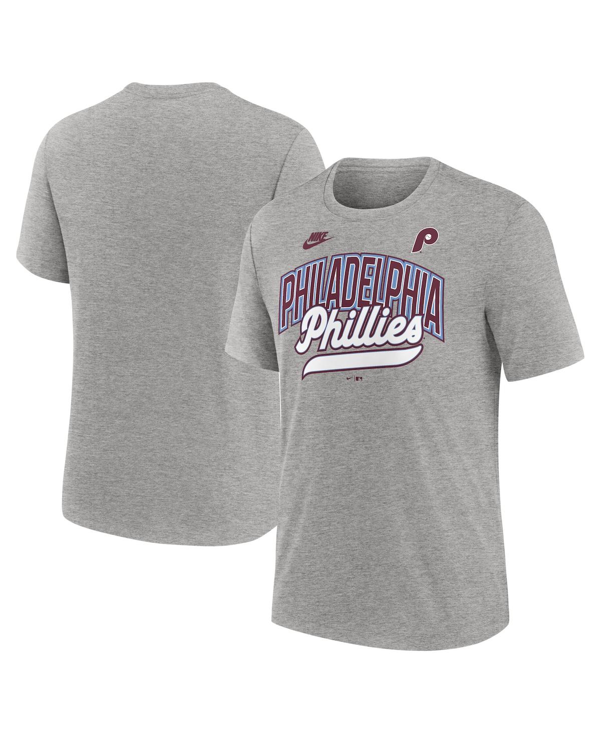 Nike Men's Heather Gray Philadelphia Phillies Cooperstown Collection Retro Tri-Blend T-Shirt - Heather Gray