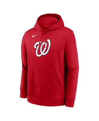 Men's Red Washington Nationals Logo Club Fleece Pullover Hoodie