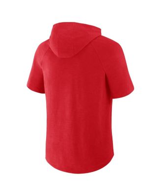 Men's Red Cincinnati Reds Clubhouse Optimal Play Raglan Short Sleeve Pullover Hoodie