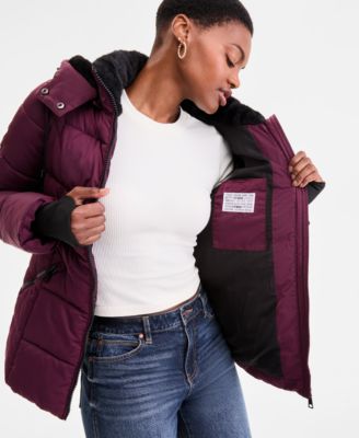 Women's Faux-Fur-Trim Hooded Puffer Coat