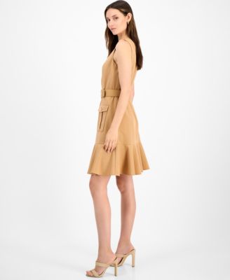 Women's Belted Sleeveless Fit & Flare Dress