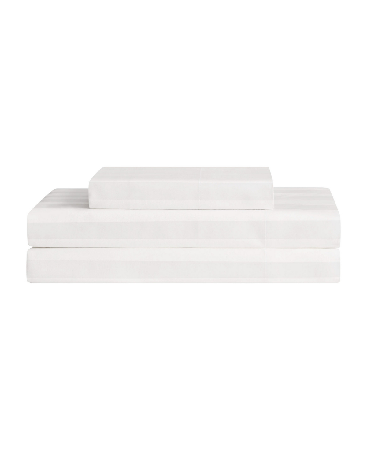 French Connection Damask Stripe 300-thread Count Cotton Sateen 3-pc. Sheet Set, Twin In White