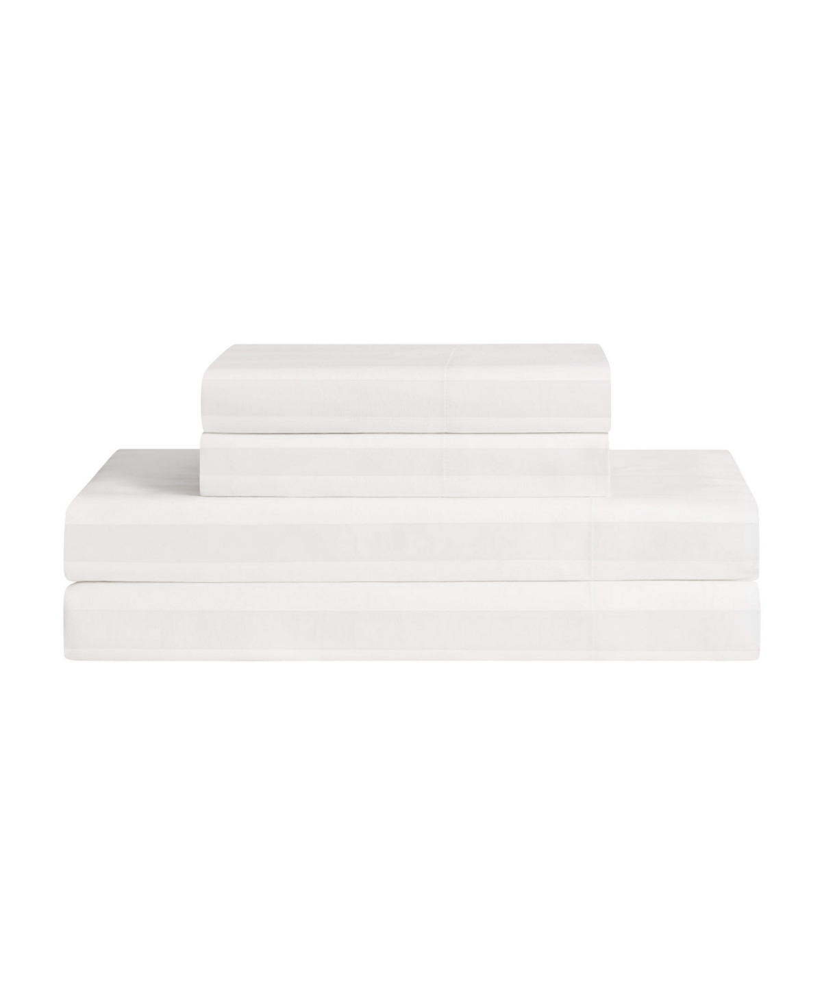 French Connection Damask Stripe 300-thread Count Cotton Sateen 4-pc. Sheet Set, Queen In White