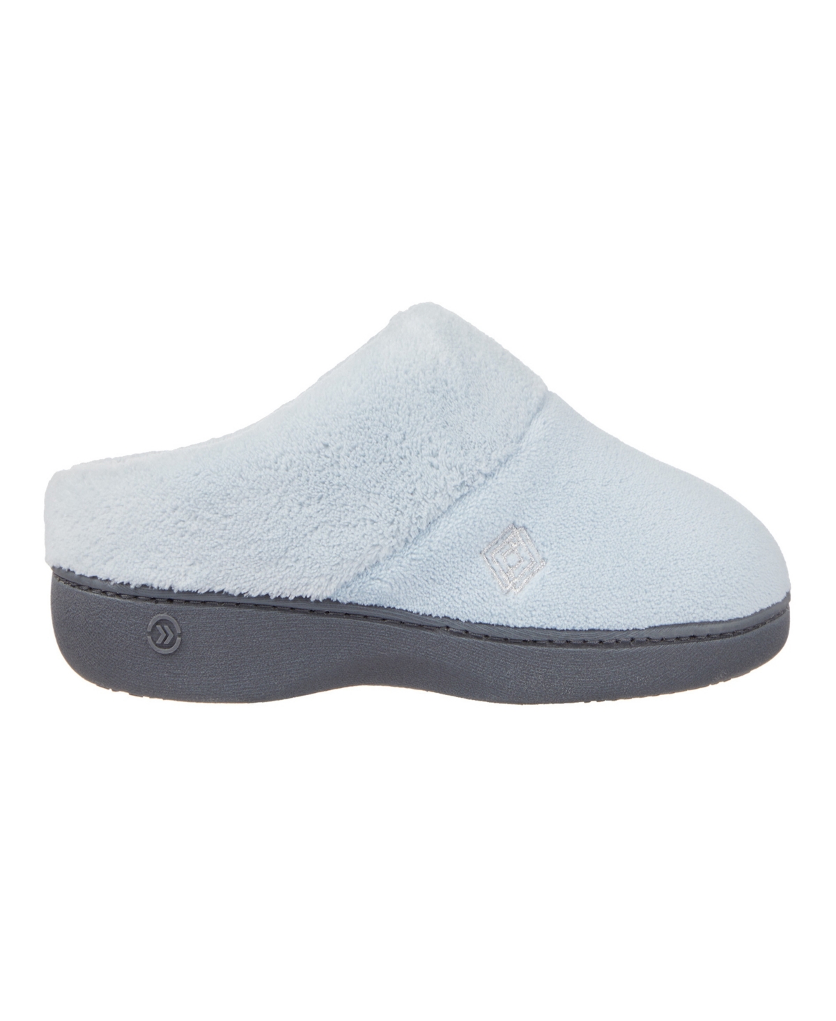 Isotoner Signature Women's Micro Terry Sport Hoodback Slippers In Blue Fog