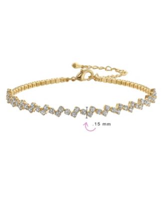 Thin Minimalist Delicate Cubic Zirconia Zig Zag CZ Bracelet Plated