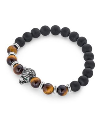 Jungle Animal Round Bead Strand Stretch Fox Wolf Bracelet Plated Stackable