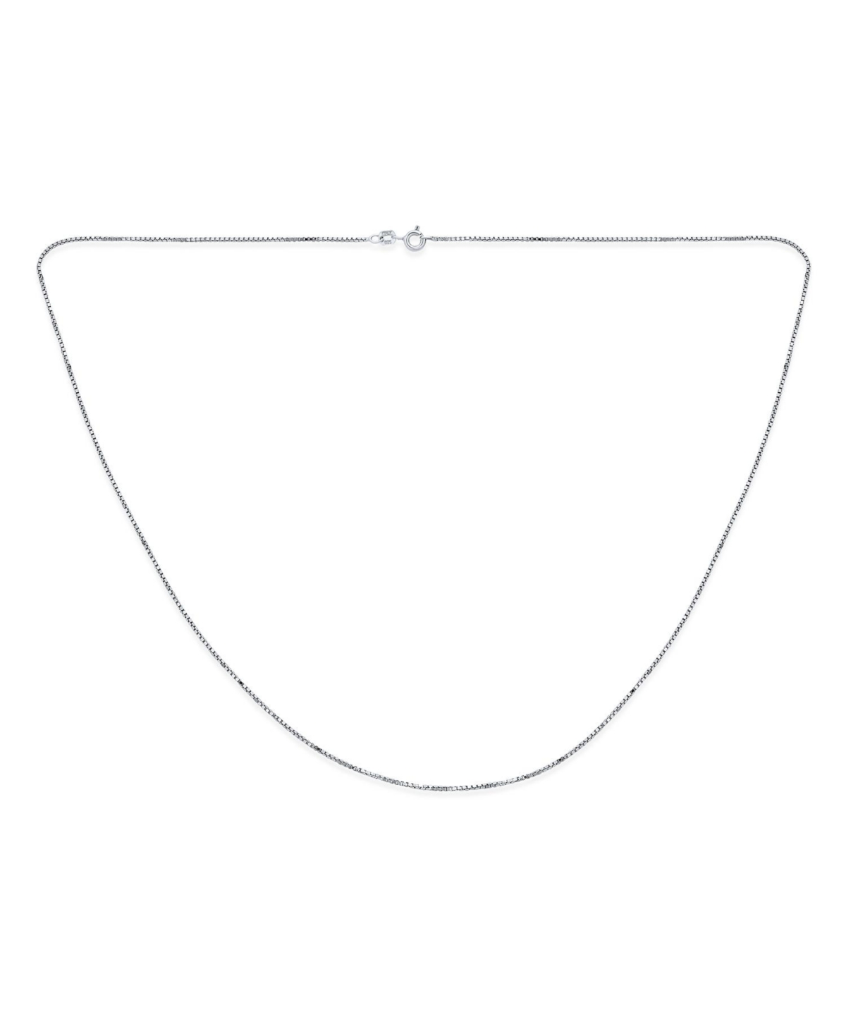 Bling Jewelry Thin Basic Simple 019 Gauge .925 Sterling Silver Box Chain Necklace