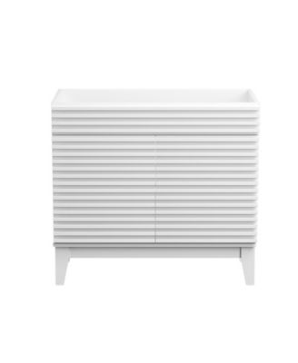 Particleboard Bathroom Cabinet Vanity with Storage and Wood Grain Laminate (Sink Basin Not Included)