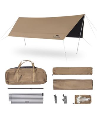 Camping Tent Tarp With Poles Waterproof Pu 18000mm Anti Uv Upf2000 Camping Sun Shelter Rain Fly Camping Tent Canopy