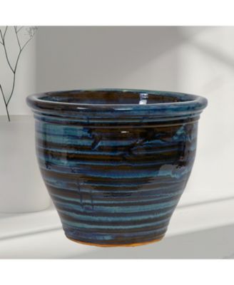 UV- and Frost-Resistant Ceramic Flower Pot Planter with Drainage Holes